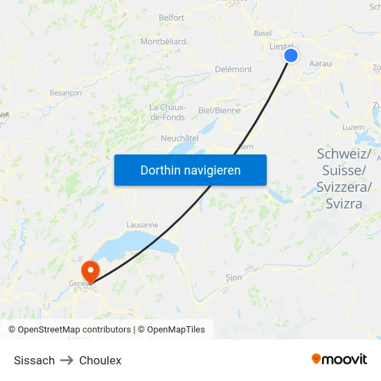 Sissach to Choulex map