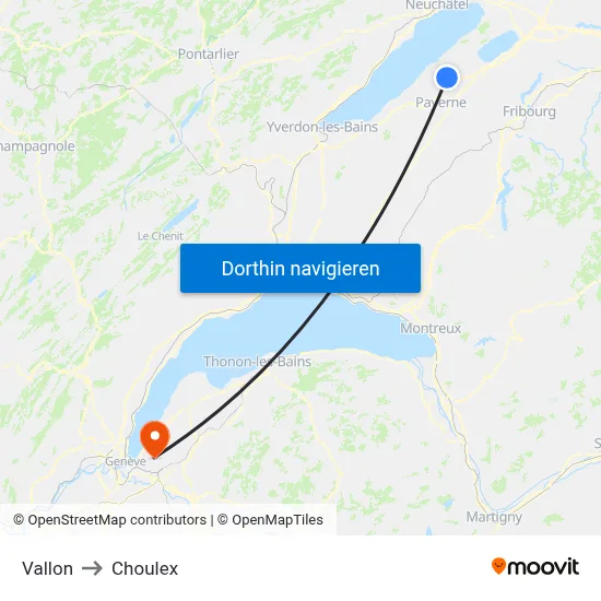 Vallon to Choulex map