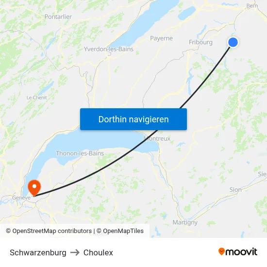 Schwarzenburg to Choulex map