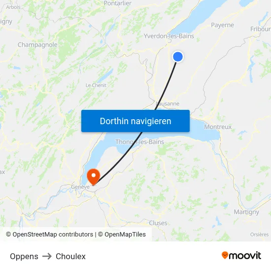 Oppens to Choulex map