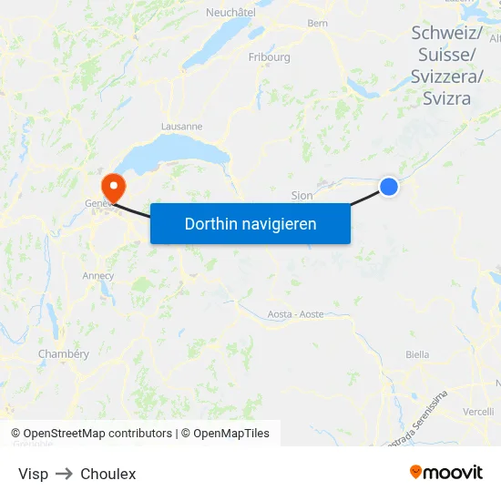 Visp to Choulex map