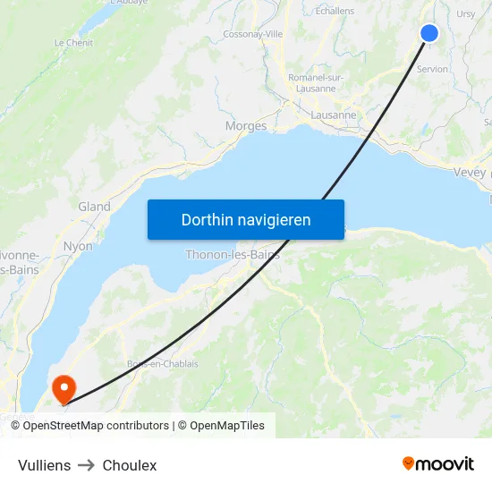 Vulliens to Choulex map