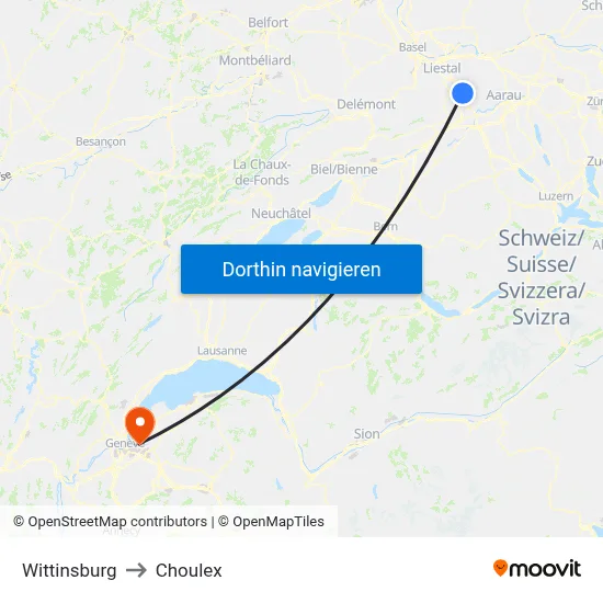 Wittinsburg to Choulex map