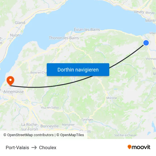 Port-Valais to Choulex map