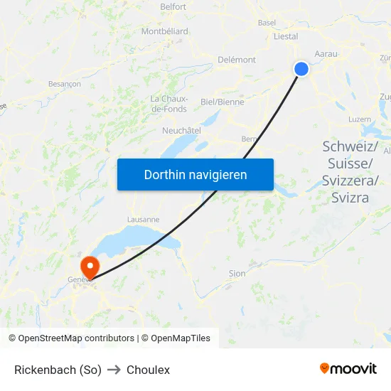 Rickenbach (So) to Choulex map