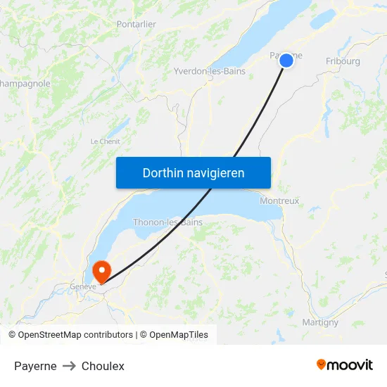 Payerne to Choulex map