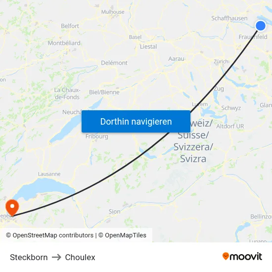 Steckborn to Choulex map