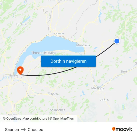 Saanen to Choulex map
