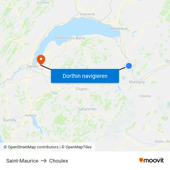 Saint-Maurice to Choulex map