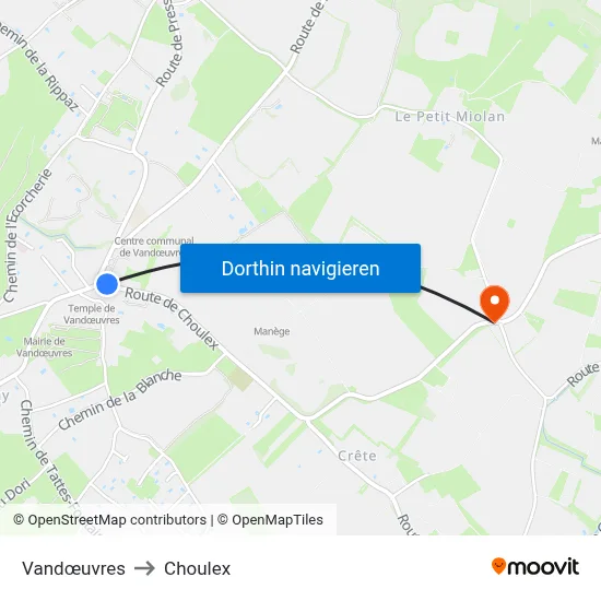 Vandœuvres to Choulex map