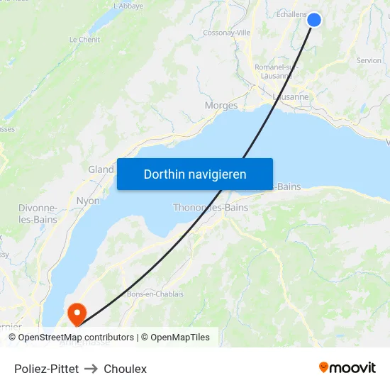 Poliez-Pittet to Choulex map