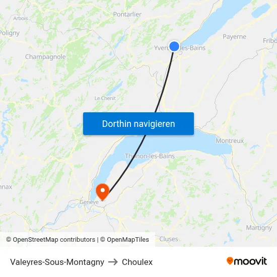 Valeyres-Sous-Montagny to Choulex map