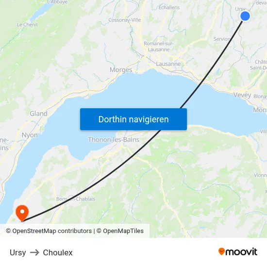 Ursy to Choulex map