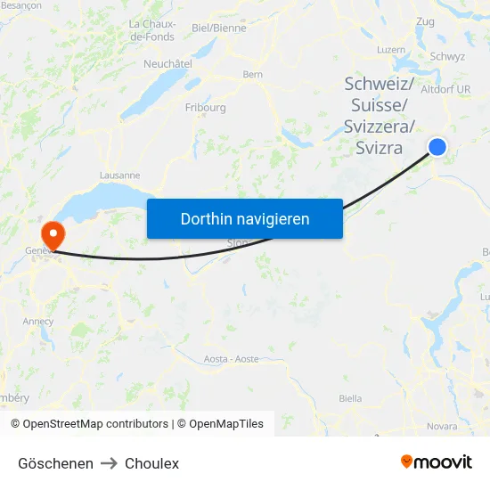 Göschenen to Choulex map