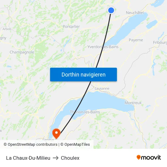La Chaux-Du-Milieu to Choulex map