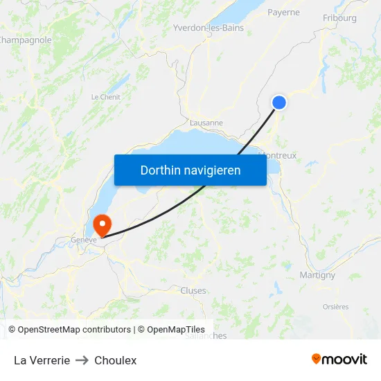 La Verrerie to Choulex map