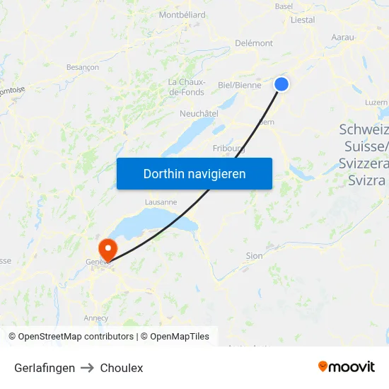 Gerlafingen to Choulex map
