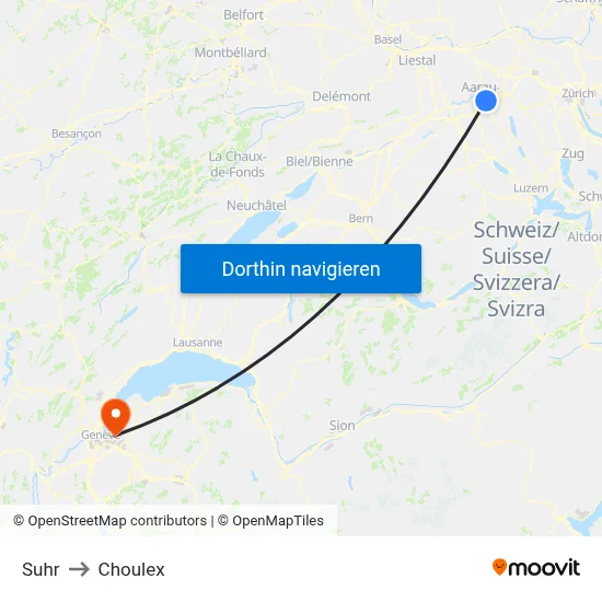 Suhr to Choulex map