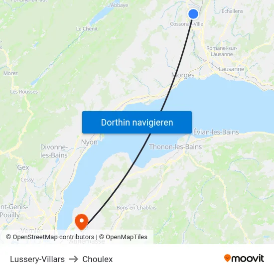 Lussery-Villars to Choulex map