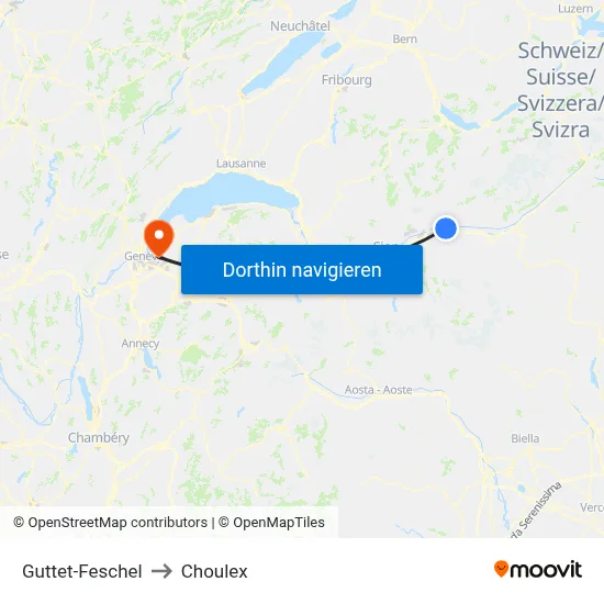 Guttet-Feschel to Choulex map
