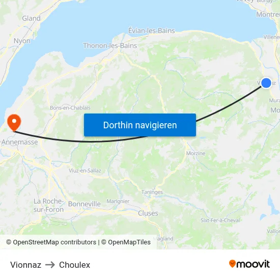 Vionnaz to Choulex map