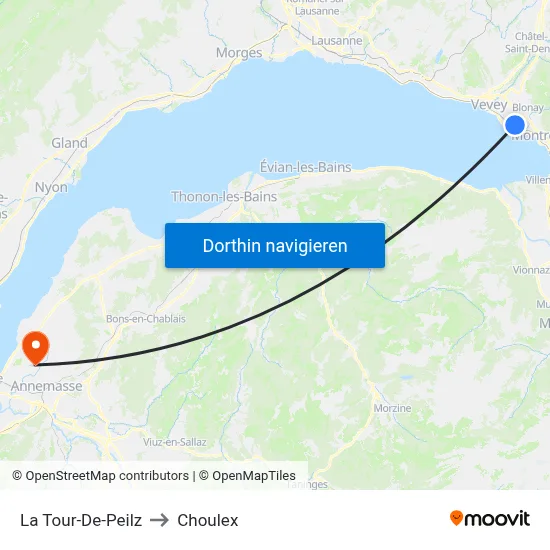 La Tour-De-Peilz to Choulex map