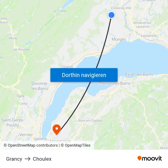 Grancy to Choulex map