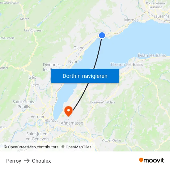 Perroy to Choulex map