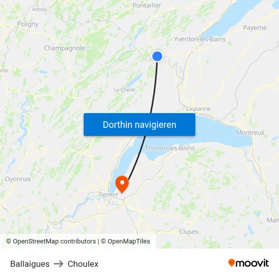 Ballaigues to Choulex map