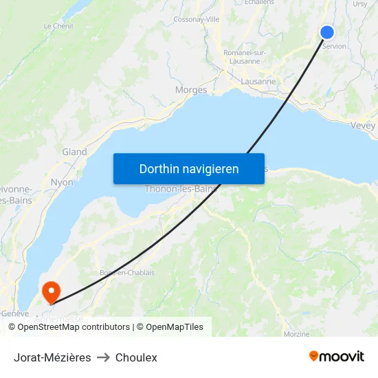 Jorat-Mézières to Choulex map