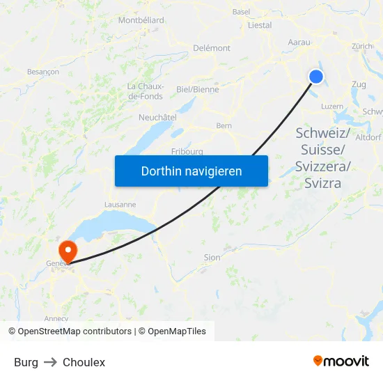 Burg to Choulex map