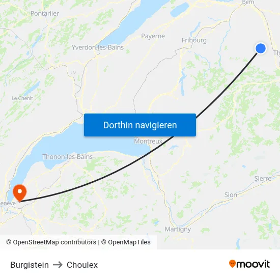 Burgistein to Choulex map