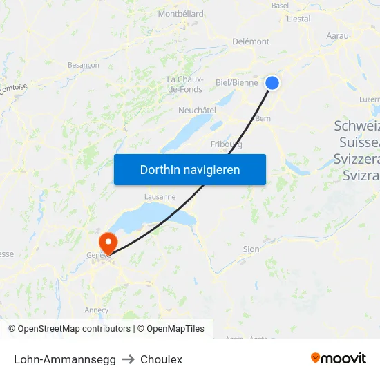 Lohn-Ammannsegg to Choulex map