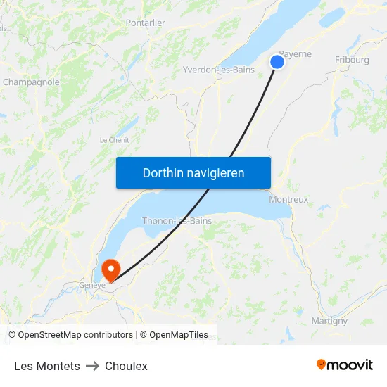 Les Montets to Choulex map