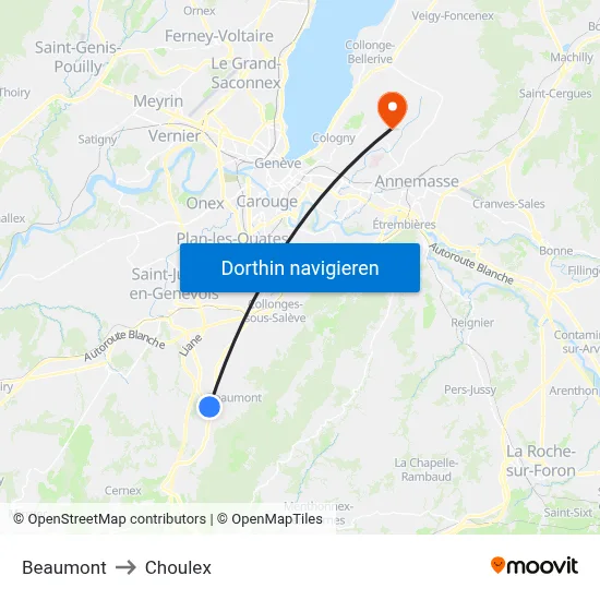 Beaumont to Choulex map