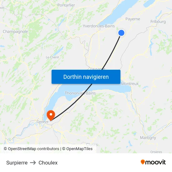 Surpierre to Choulex map
