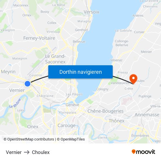 Vernier to Choulex map