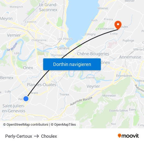 Perly-Certoux to Choulex map