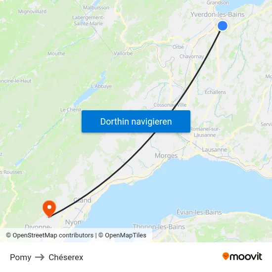 Pomy to Chéserex map