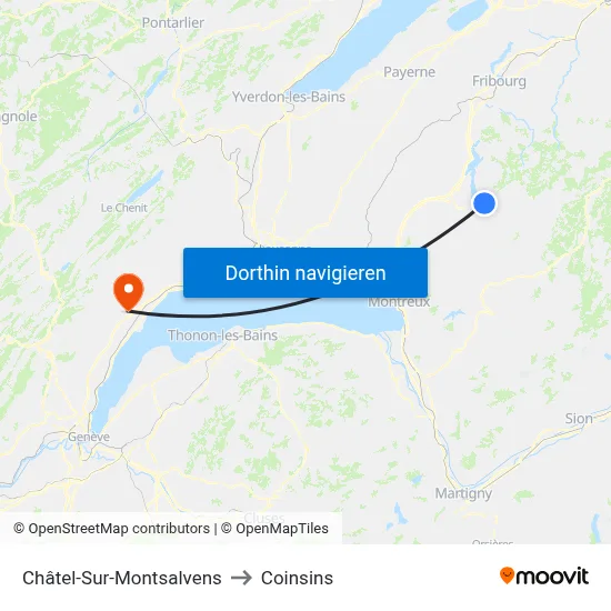 Châtel-Sur-Montsalvens to Coinsins map