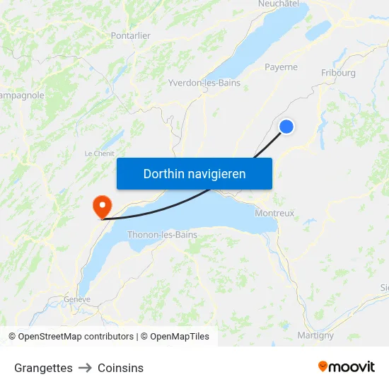 Grangettes to Coinsins map
