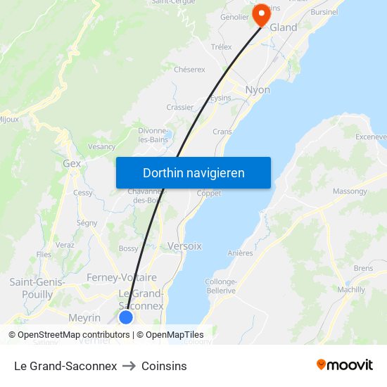 Le Grand-Saconnex to Coinsins map