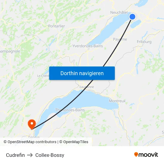 Cudrefin to Collex-Bossy map