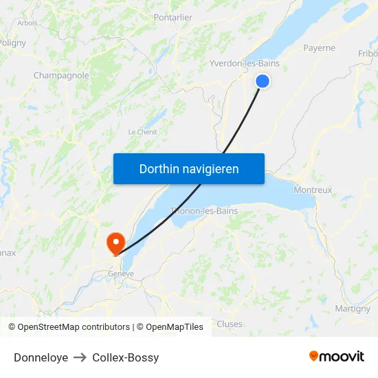 Donneloye to Collex-Bossy map