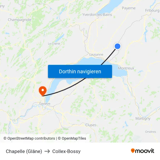 Chapelle (Glâne) to Collex-Bossy map