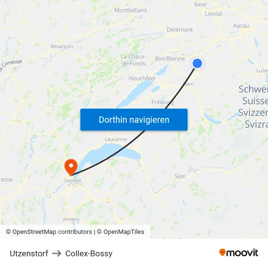 Utzenstorf to Collex-Bossy map