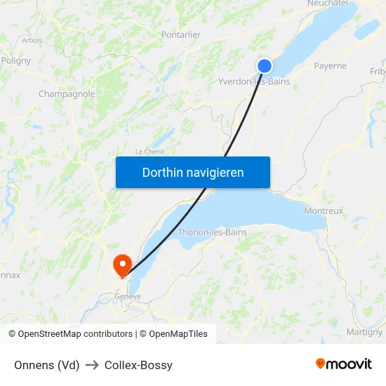 Onnens (Vd) to Collex-Bossy map