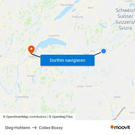 Steg-Hohtenn to Collex-Bossy map