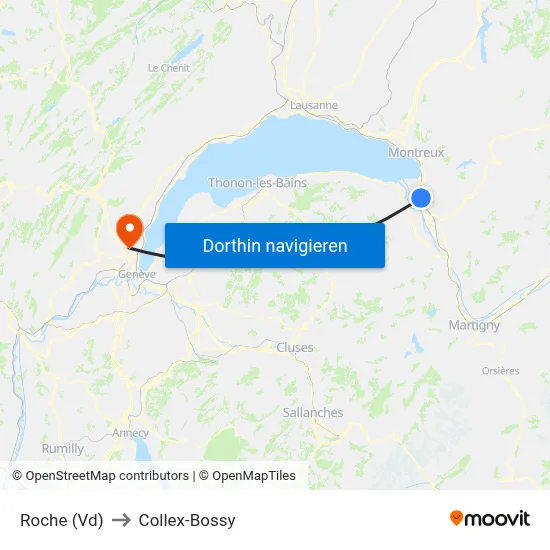 Roche (Vd) to Collex-Bossy map