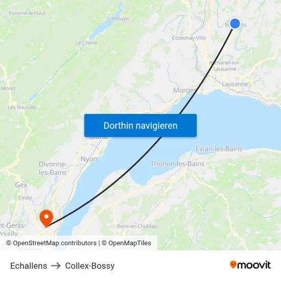 Echallens to Collex-Bossy map